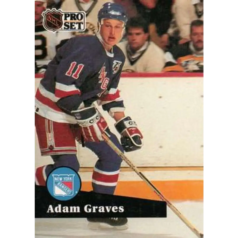 1991-92 Pro Set #443 Adam Graves NM-MT New York Rangers Hockey Card Image 1