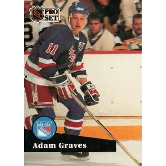 1991-92 Pro Set #443 Adam Graves NM-MT New York Rangers Hockey Card Image 1