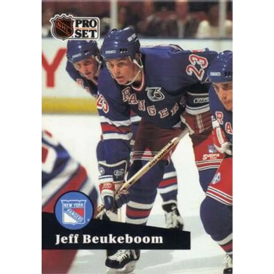1991-92 Pro Set #444 Jeff Beukeboom NM-MT New York Rangers Hockey Card Image 1