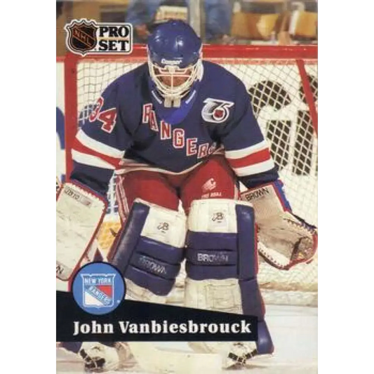 1991-92 Pro Set #447 John Vanbiesbrouck NM-MT New York Rangers Hockey Card Image 1