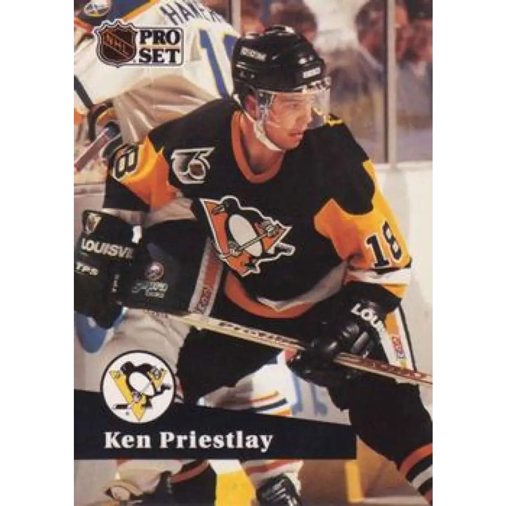 1991-92 Pro Set #460 Ken Priestlay NM-MT Pittsburgh Penguins Hockey Card Image 1