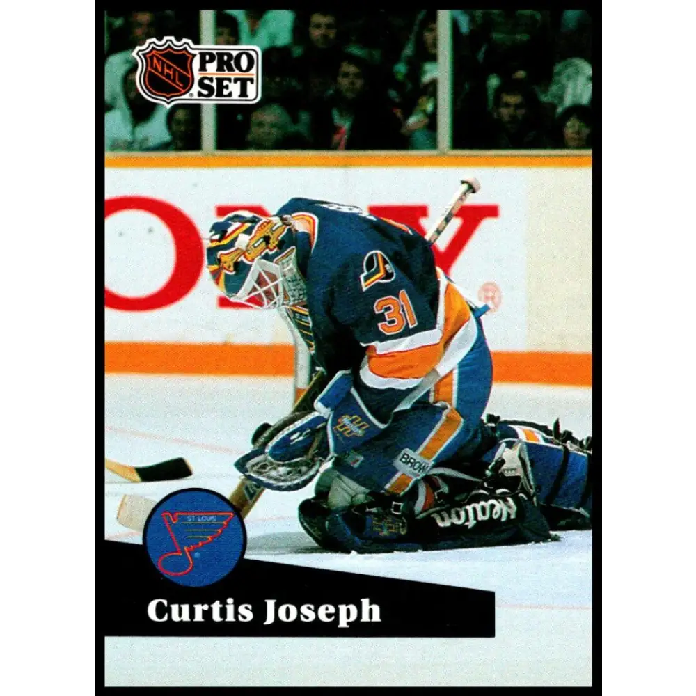 1991-92 Pro Set #473 Curtis Joseph NM-MT San Jose Sharks Hockey Card Image 1