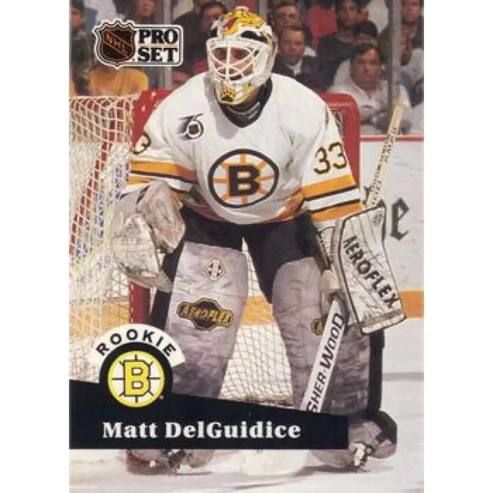 1991-92 Pro Set #521 Matt DelGuidice NM-MT Boston Bruins Hockey Card Image 1