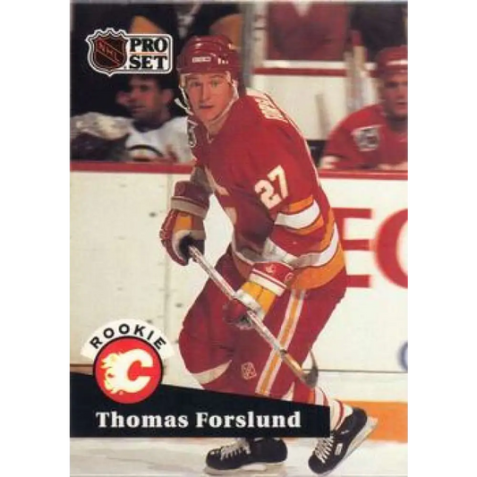 1991-92 Pro Set #527 Tomas Forslund NM-MT RC Rookie Calgary Flames Hockey Card Image 1