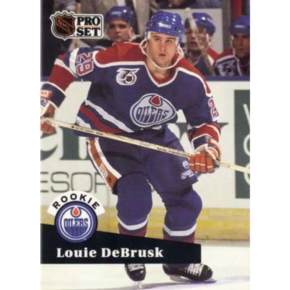 1991-92 Pro Set #535 Louie DeBrusk NM-MT RC Rookie Edmonton Oilers Hockey Card Image 1