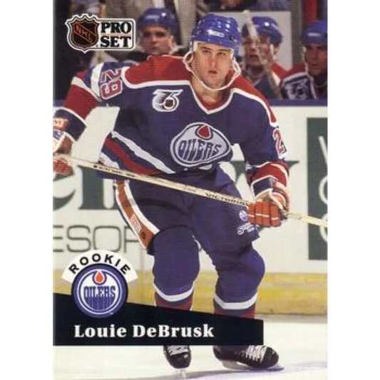 1991-92 Pro Set #535 Louie DeBrusk NM-MT RC Rookie Edmonton Oilers Hockey Card Image 1