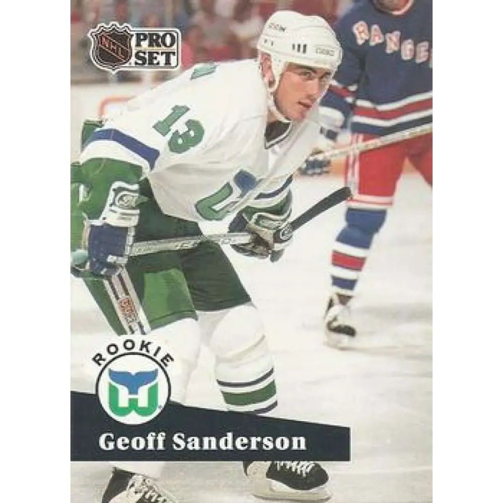 1991-92 Pro Set #536 Geoff Sanderson NM-MT RC Rookie Hartford Whalers Hockey Card Image 1