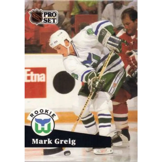 1991-92 Pro Set #537 Mark Greig NM-MT Hartford Whalers Hockey Card Image 1