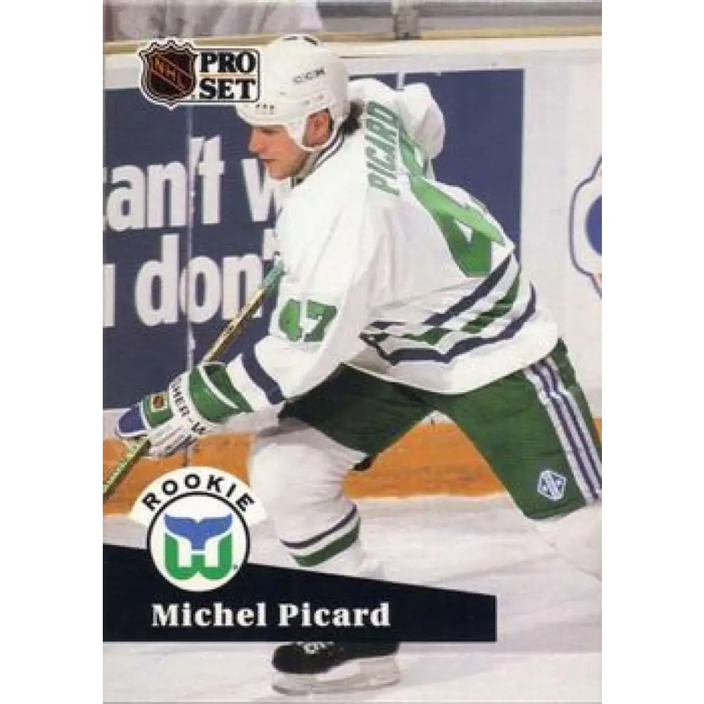 1991-92 Pro Set #538 Michel Picard NM-MT RC Rookie Hartford Whalers Hockey Card Image 1