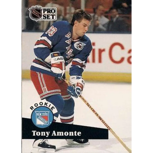 1991-92 Pro Set #550 Tony Amonte NM-MT RC Rookie New York Rangers Hockey Card Image 1