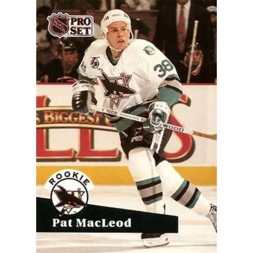 1991-92 Pro Set #559 Pat MacLeod NM-MT RC Rookie San Jose Sharks Hockey Card Image 1