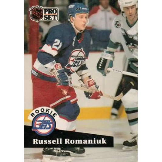 1991-92 Pro Set #565 Russ Romaniuk NM-MT RC Rookie Winnipeg Jets Hockey Card Image 1