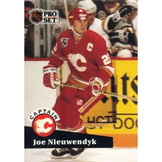 1991-92 Pro Set #569 Joe Nieuwendyk NM-MT Calgary Flames Hockey Card Image 1