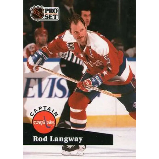 1991-92 Pro Set #587 Rod Langway NM-MT Washington Capitals Hockey Card Image 1