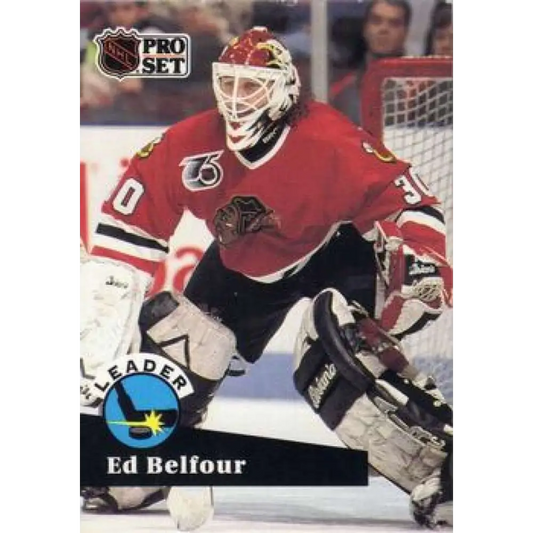 1991-92 Pro Set #600 Ed Belfour LL NM-MT Chicago Blackhawks Hockey Card Image 1