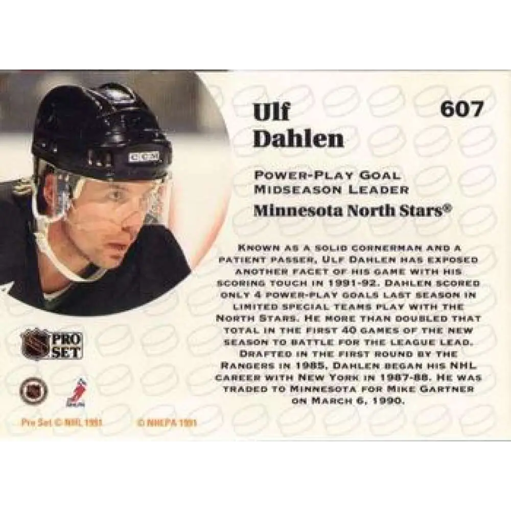 1991-92 Pro Set #607 Ulf Dahlen LL NM-MT Minnesota North Stars Hockey Card Image 2