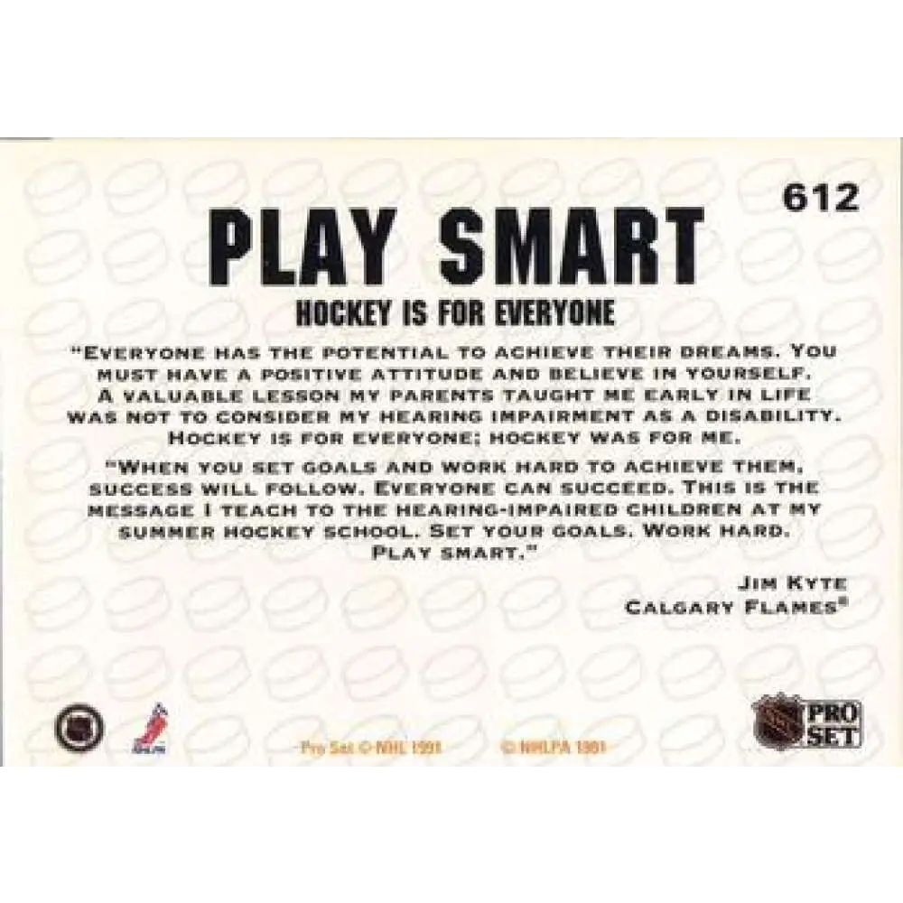 1991-92 Pro Set #612 Jim Kyte NM-MT Calgary Flames Hockey Card Image 2