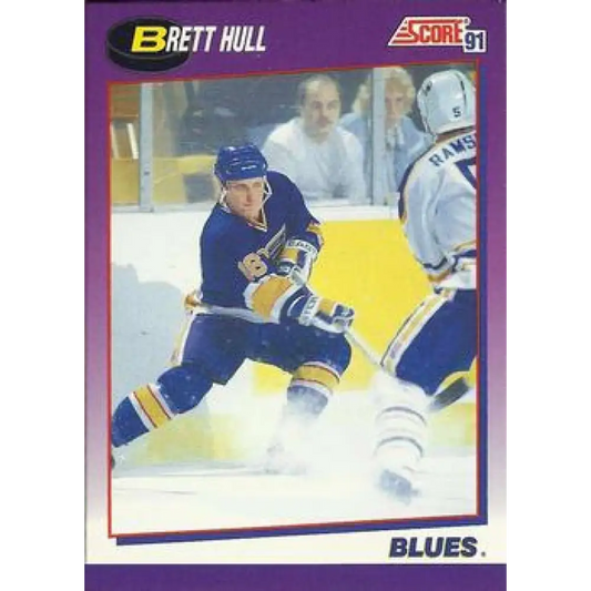 1991-92 Score American #1 Brett Hull NM-MT St. Louis Blues Hockey Card  Image 1