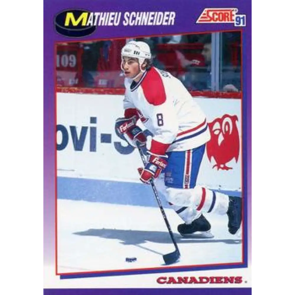 1991-92 Score American #105 Mathieu Schneider NM-MT Montreal Canadiens Hockey Card  Image 1