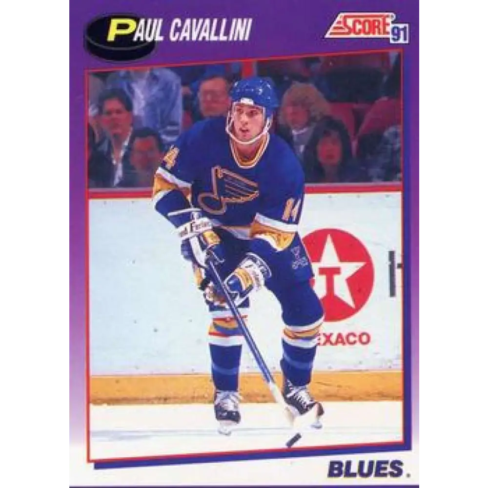 1991-92 Score American #107 Paul Cavallini NM-MT St. Louis Blues Hockey Card  Image 1