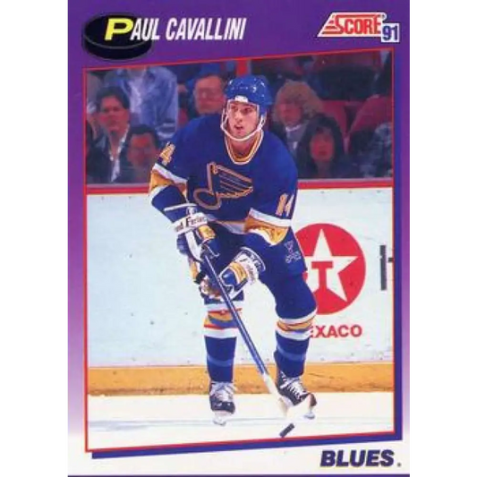 1991-92 Score American #107 Paul Cavallini NM-MT St. Louis Blues Hockey Card  Image 1