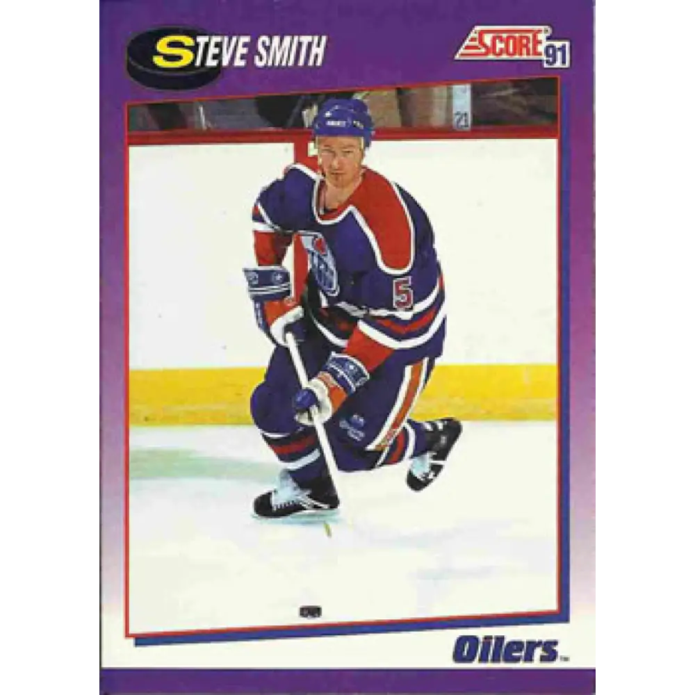 1991-92 Score American #11 Steve Smith NM-MT Edmonton Oilers Hockey Card  Image 1