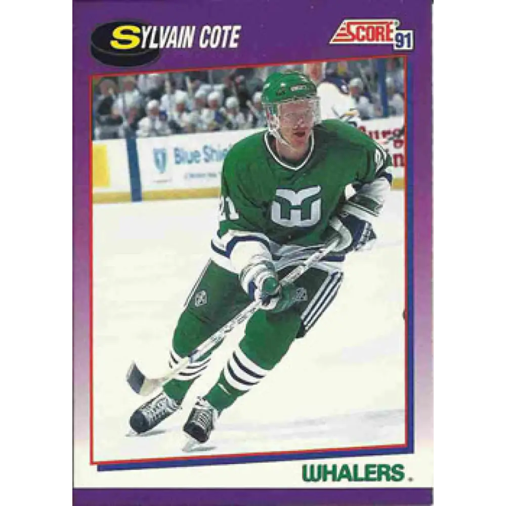 1991-92 Score American #129 Sylvain Cote NM-MT Hartford Whalers Hockey Card  Image 1
