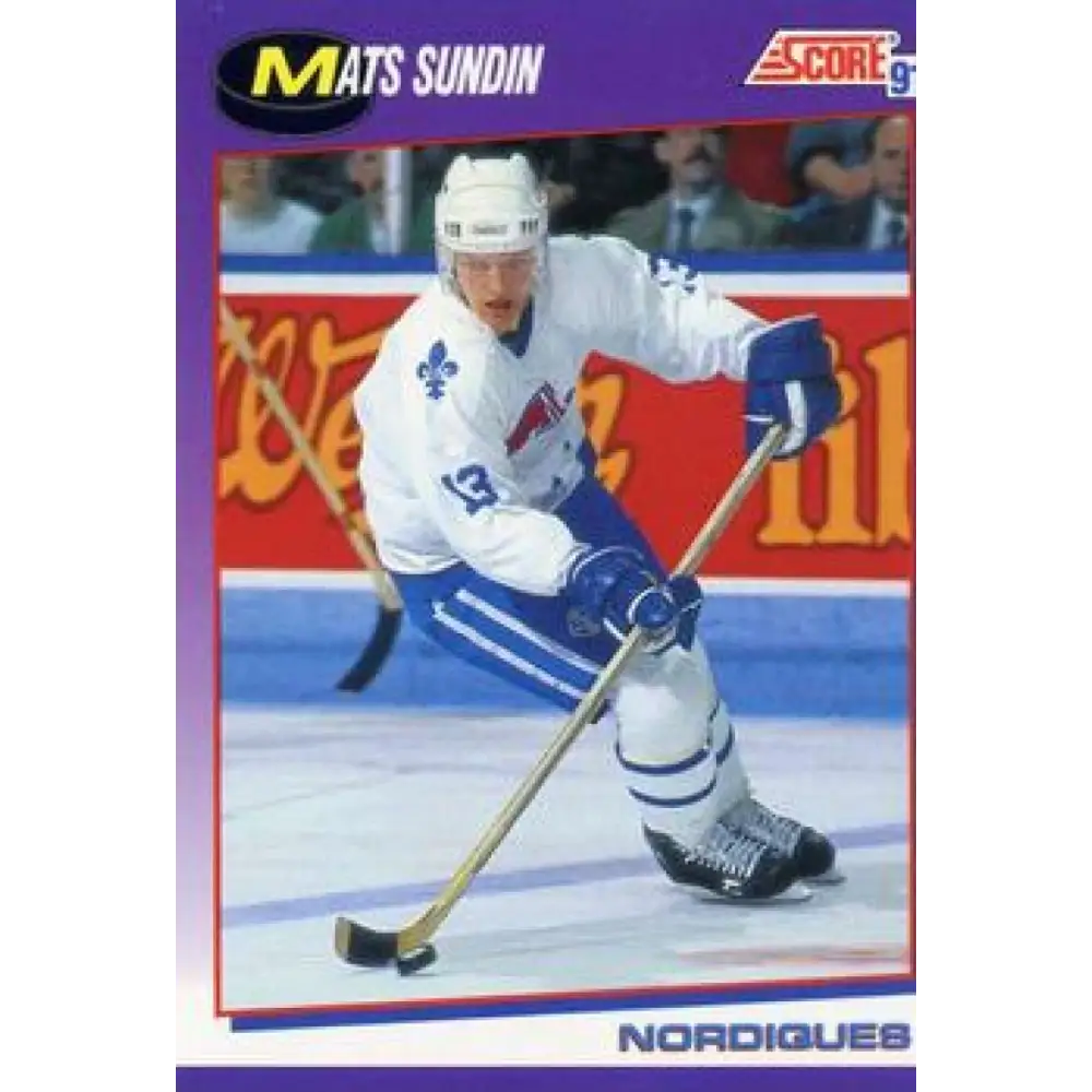 1991-92 Score American #130 Mats Sundin NM-MT Quebec Nordiques Hockey Card  Image 1