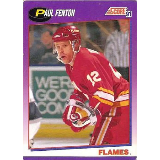 1991-92 Score American #14 Paul Fenton NM-MT Calgary Flames Hockey Card  Image 1