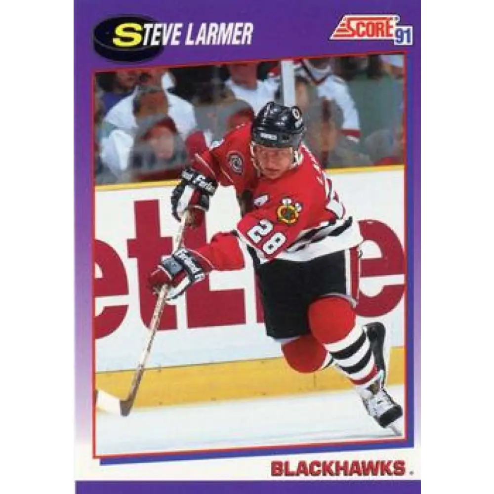 1991-92 Score American #140 Steve Larmer NM-MT Chicago Blackhawks Hockey Card  Image 1