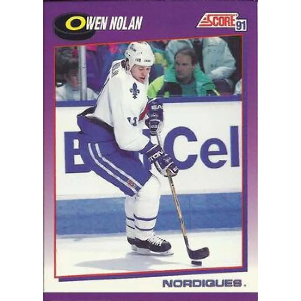 1991-92 Score American #143 Owen Nolan NM-MT Quebec Nordiques Hockey Card  Image 1