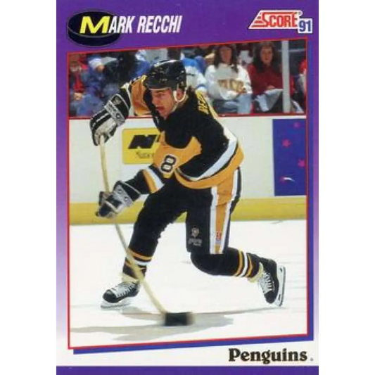 1991-92 Score American #145 Mark Recchi NM-MT Pittsburgh Penguins Hockey Card  Image 1