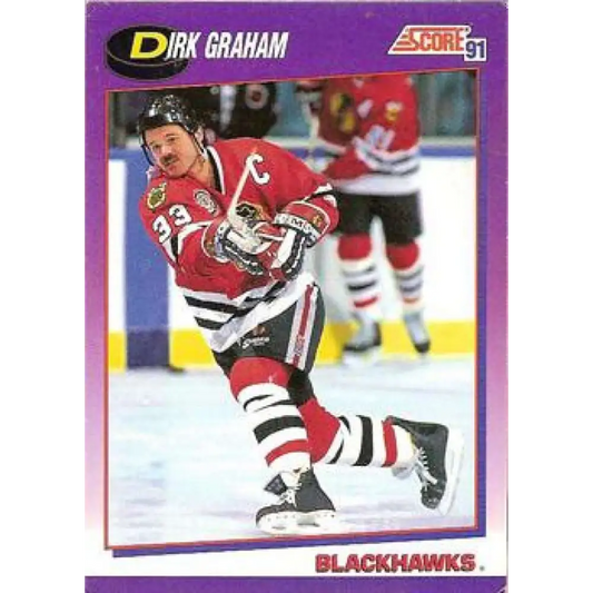 1991-92 Score American #15 Dirk Graham NM-MT Chicago Blackhawks Hockey Card  Image 1