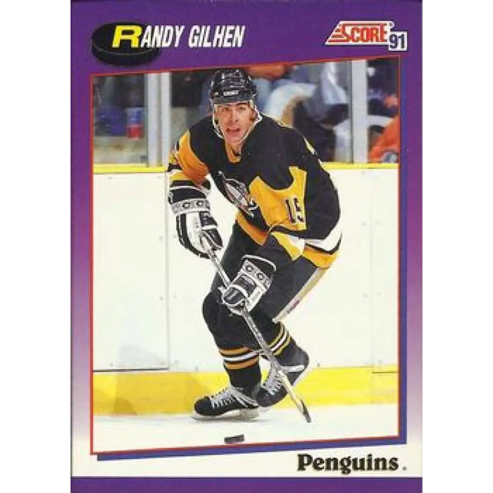 1991-92 Score American #157 Randy Gilhen NM-MT Pittsburgh Penguins Hockey Card  Image 1