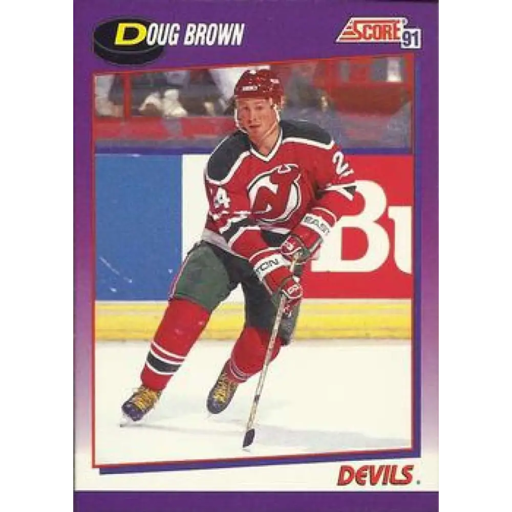 1991-92 Score American #163 Doug Brown NM-MT New Jersey Devils Hockey Card  Image 1