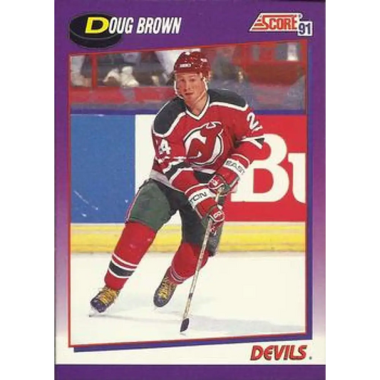 1991-92 Score American #163 Doug Brown NM-MT New Jersey Devils Hockey Card  Image 1