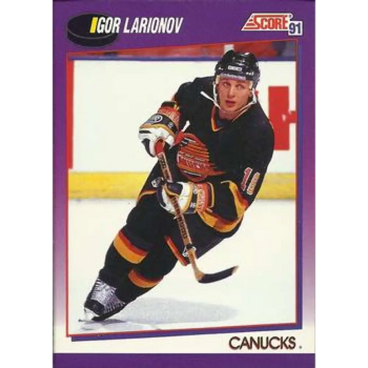 1991-92 Score American #168 Igor Larionov NM-MT Vancouver Canucks Hockey Card  Image 1