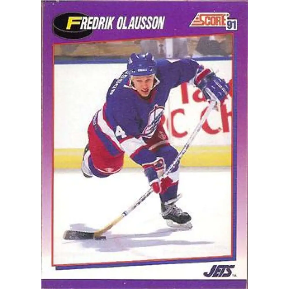1991-92 Score American #18 Fredrik Olausson NM-MT Winnipeg Jets Hockey Card  Image 1