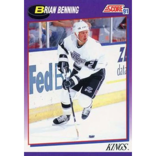 1991-92 Score American #186 Brian Benning NM-MT Los Angeles Kings Hockey Card  Image 1