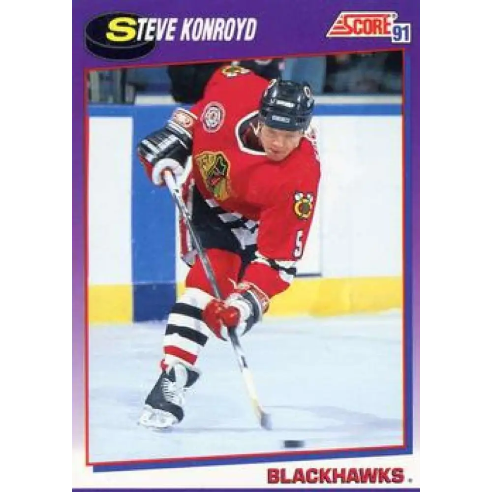 1991-92 Score American #189 Steve Konroyd NM-MT Chicago Blackhawks Hockey Card  Image 1