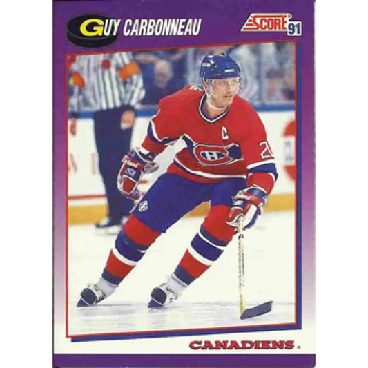 1991-92 Score American #19 Guy Carbonneau NM-MT Montreal Canadiens Hockey Card  Image 1