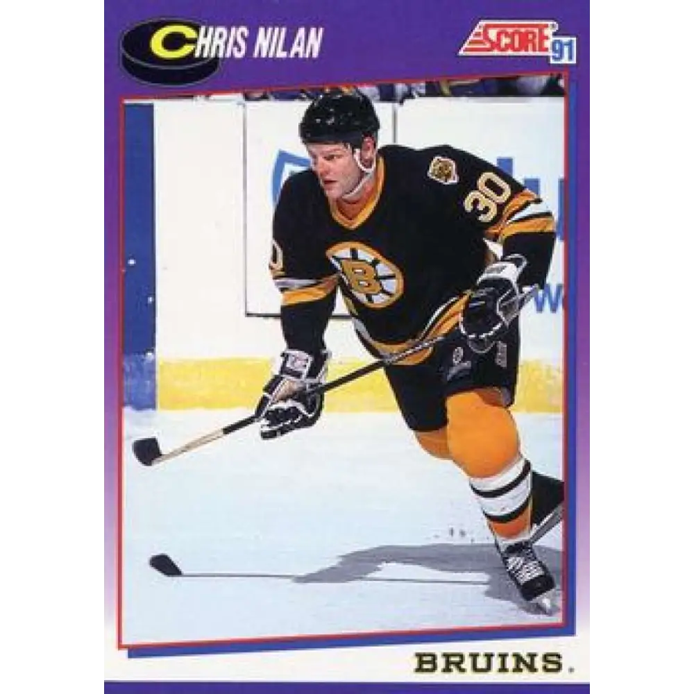 1991-92 Score American #197 Chris Nilan NM-MT Boston Bruins Hockey Card  Image 1