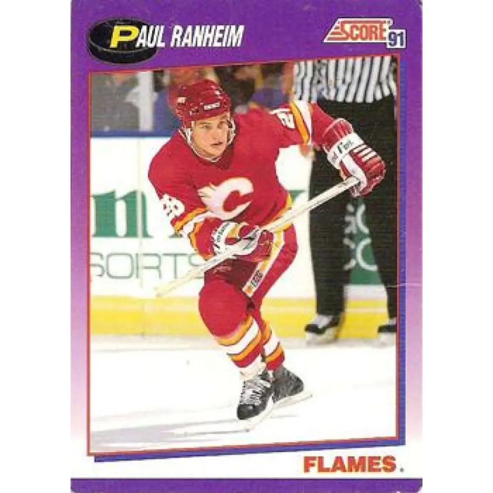 1991-92 Score American #21 Paul Ranheim NM-MT Calgary Flames Hockey Card  Image 1