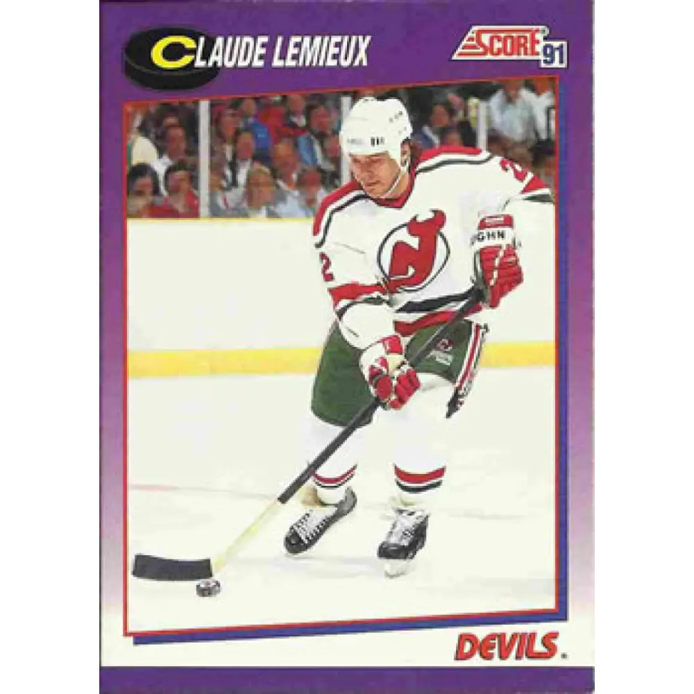 1991-92 Score American #22 Claude Lemieux NM-MT New Jersey Devils Hockey Card  Image 1