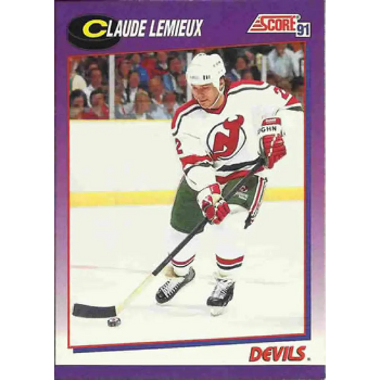1991-92 Score American #22 Claude Lemieux NM-MT New Jersey Devils Hockey Card  Image 1