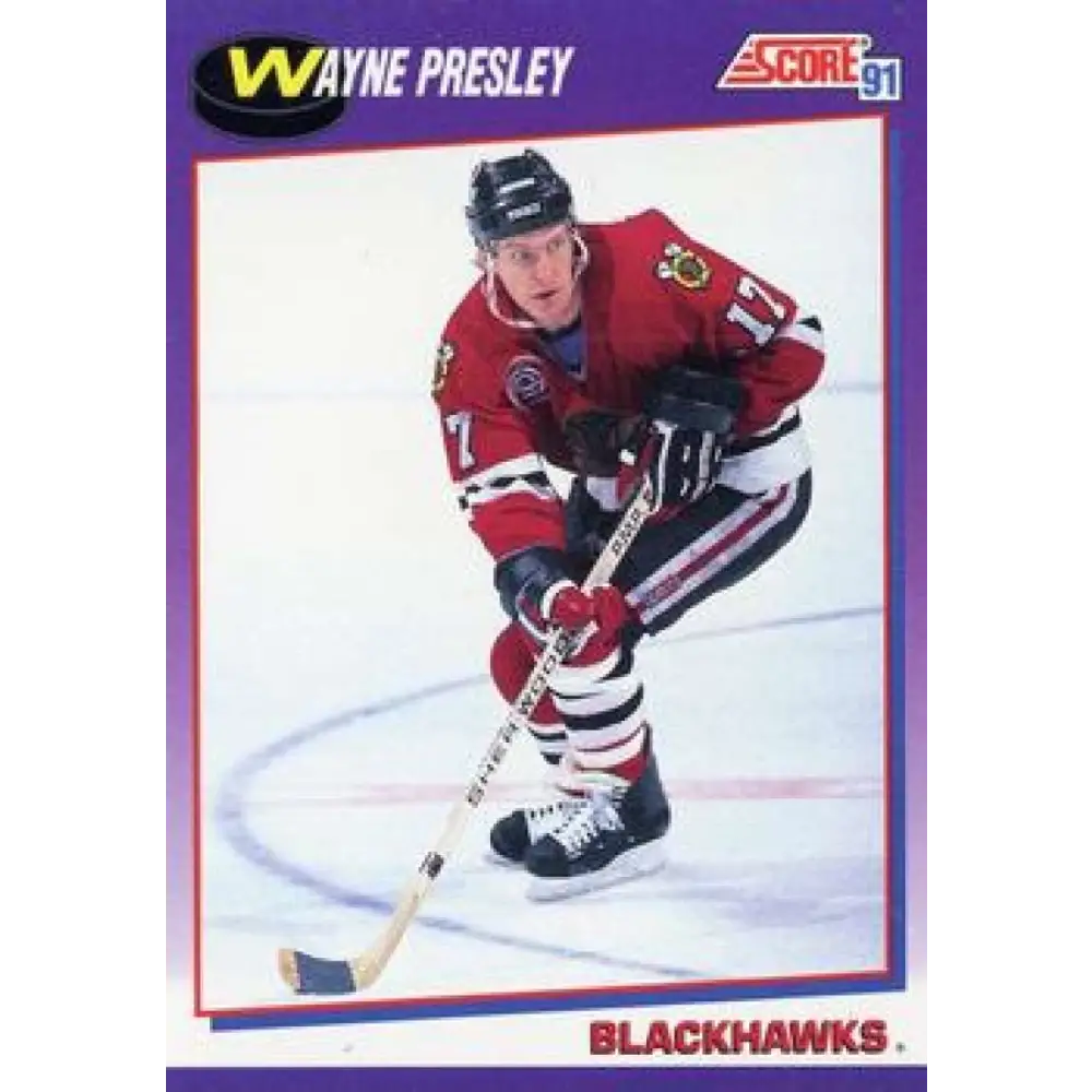 1991-92 Score American #221 Wayne Presley NM-MT Chicago Blackhawks Hockey Card  Image 1