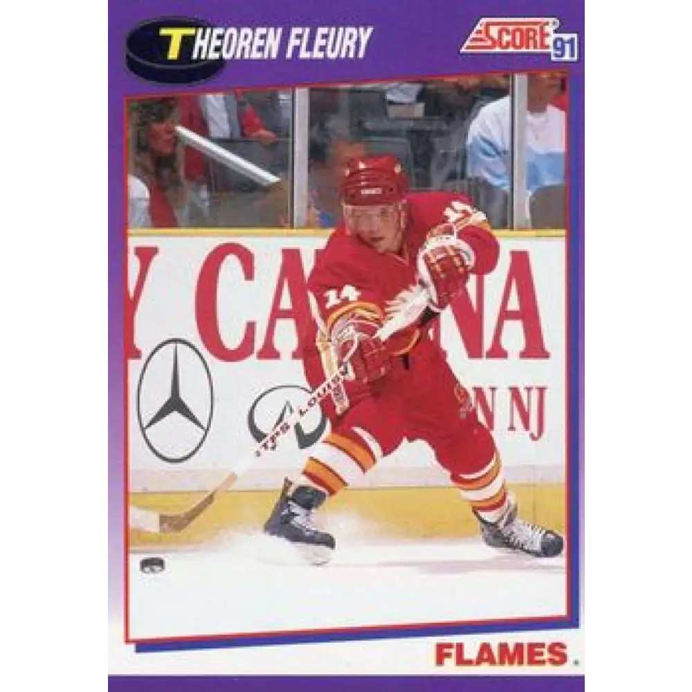 1991-92 Score American #226 Theo Fleury NM-MT Calgary Flames Hockey Card  Image 1