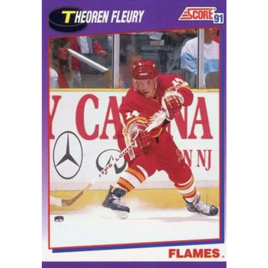1991-92 Score American #226 Theo Fleury NM-MT Calgary Flames Hockey Card  Image 1
