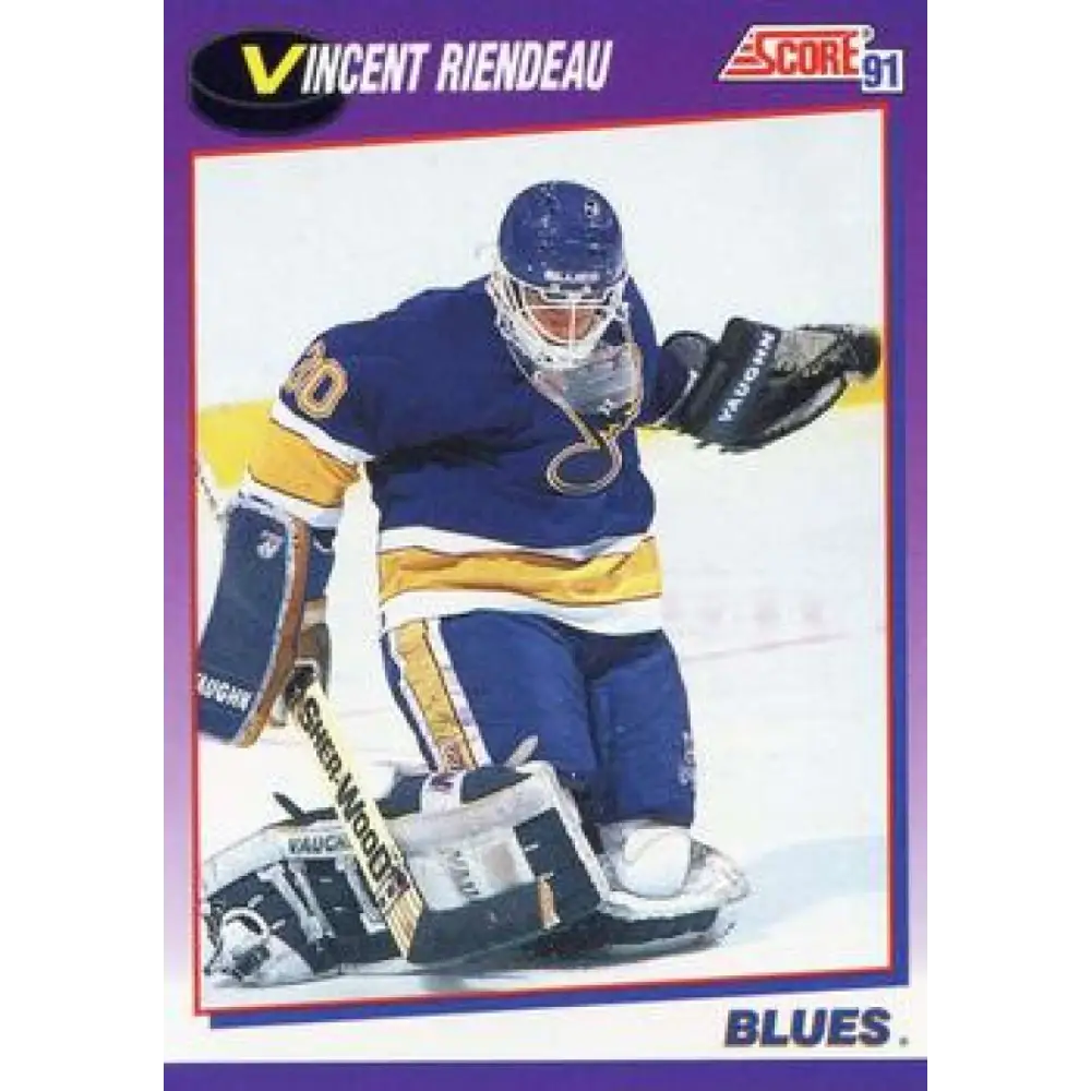 1991-92 Score American #23 Vincent Riendeau NM-MT St. Louis Blues Hockey Card  Image 1