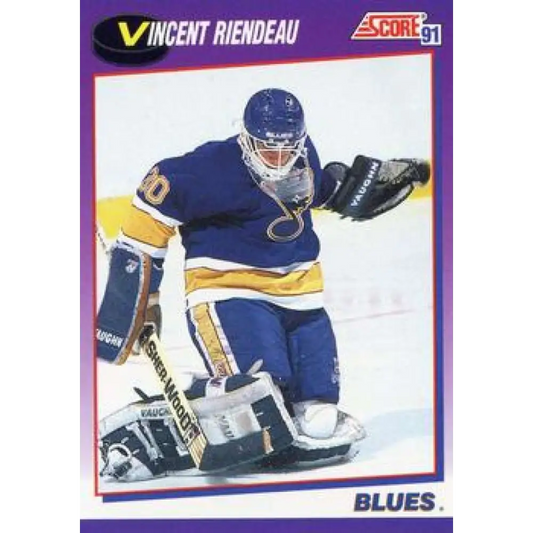 1991-92 Score American #23 Vincent Riendeau NM-MT St. Louis Blues Hockey Card  Image 1